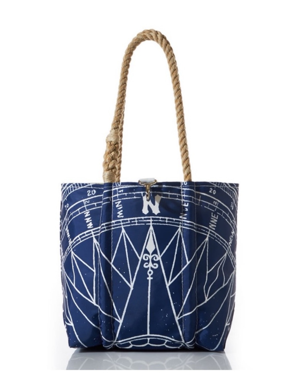 Sea Bags Maine Navy True North Handbag Tote Compass Rose Nautical Sail Cloth